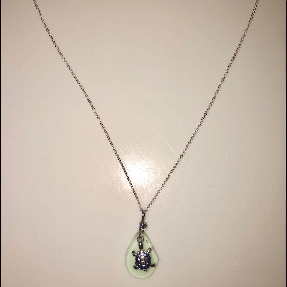 Seaglass sea turtle necklace